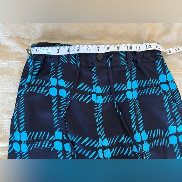 Marni x Uniqlo Relaxed Wide leg Blue plaid silky Satin Plaid Lounge Pants XS - Picture 4 of 7
